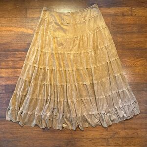 Tan Tiered Maxi Skirt